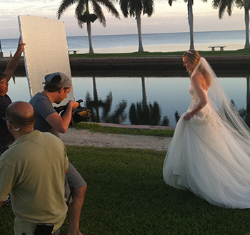 A bridal commercial video shoot