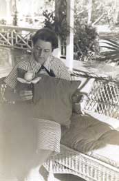Barbara Deering Danielson, Charles' youngest daughter, resting on the front porch of the Richmond Cottage in the 1960s