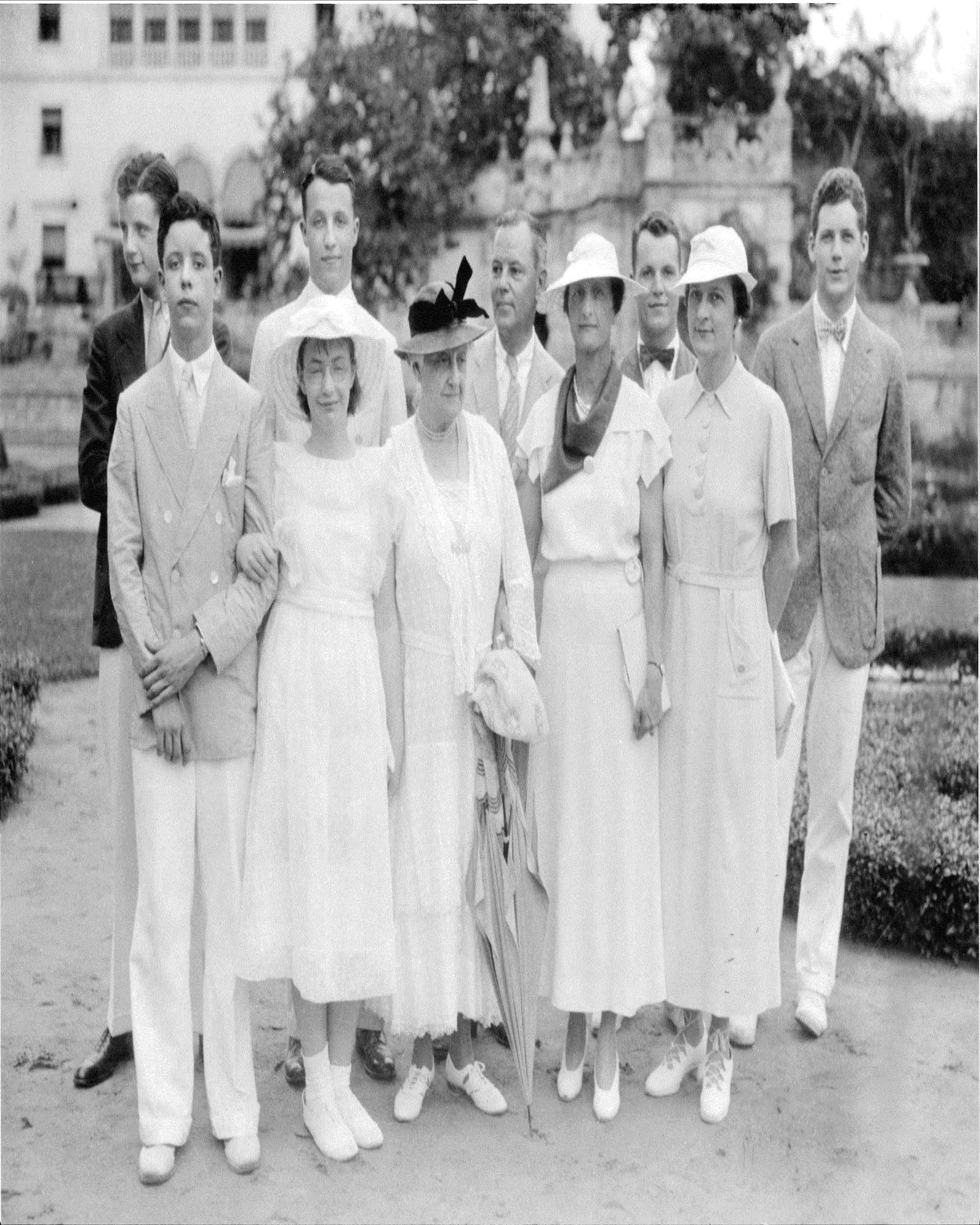Deering family members at Villa Vizcaya in the 1930s, winter home of James Deering