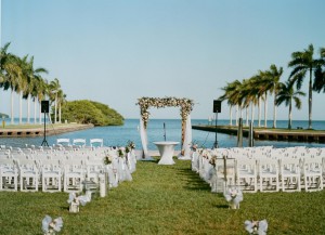 Wedding ceremony taking place on Deering Estate's main lawn
