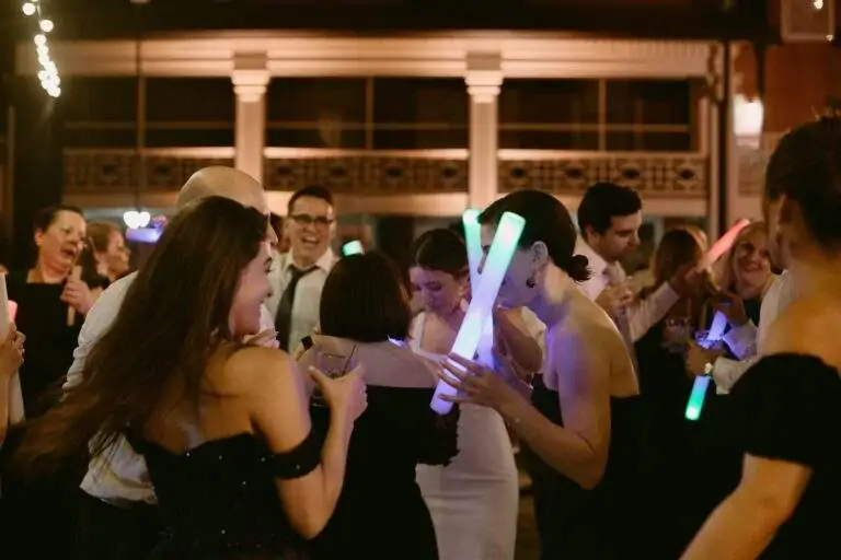 Loved ones dancing together at a wedding reception.