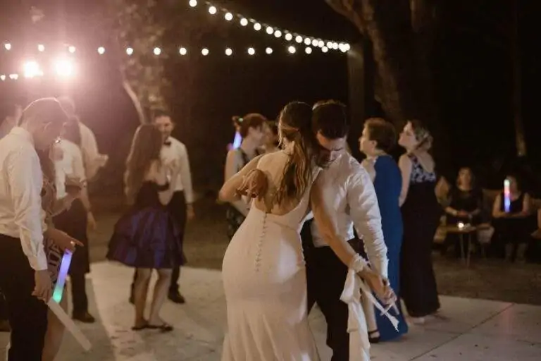 Loved ones dancing together at a wedding reception.