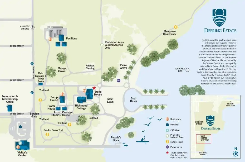 The site map for Deering Estate.