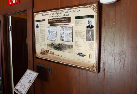A photo from Family History is America's Story showing information about the Deering Family and their impact on American Agriculture.