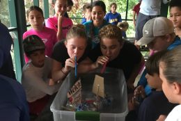 Kids working together to learn about physics on field trip at Deering Estate